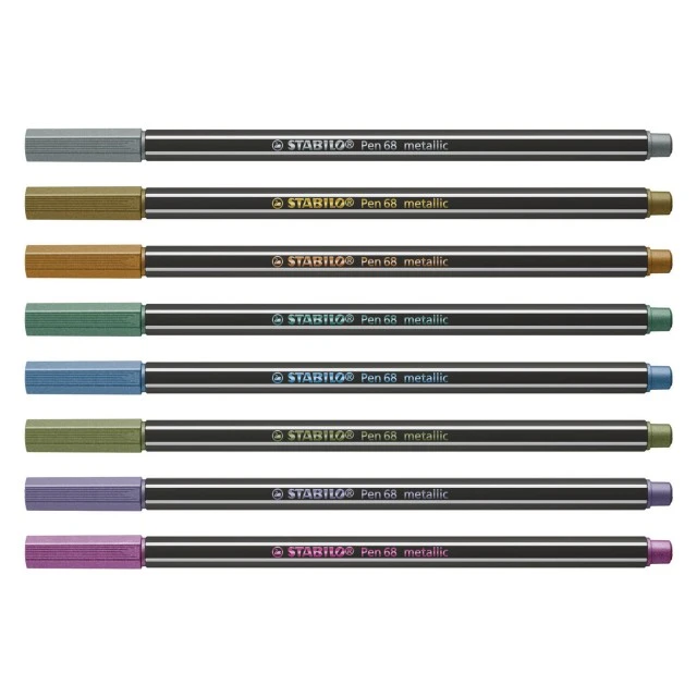 Комплект флумастери, Stabilo, Pen 68 Metallic ST6808/8-11, 8 цвята