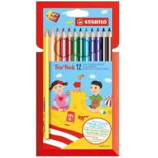 Set of colored pencils and sharpener, Stabilo, Trio Thick, 12 colors