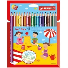 Set of colored pencils and sharpener, Stabilo, Trio Thick, 18 colors