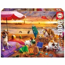 Puzzle, Educa, Dogs playing on the beach, 1000 pieces