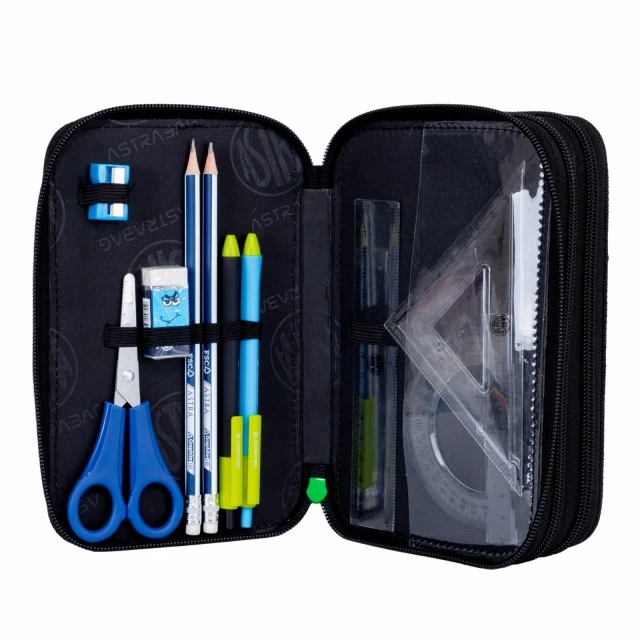 Triple vanity case with accessories ASTRABAG Soccer ball Neon, AC31, 20.5 x 13 x 6 cm