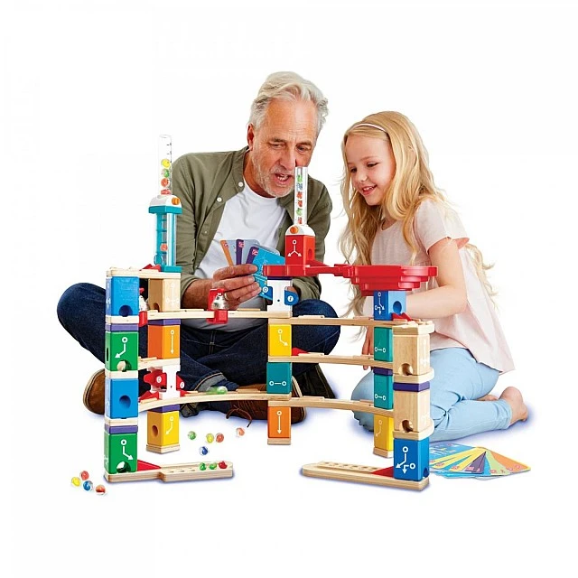 Quadrilla Wooden Ball Track Set, Advanced Coding, 159 Pieces