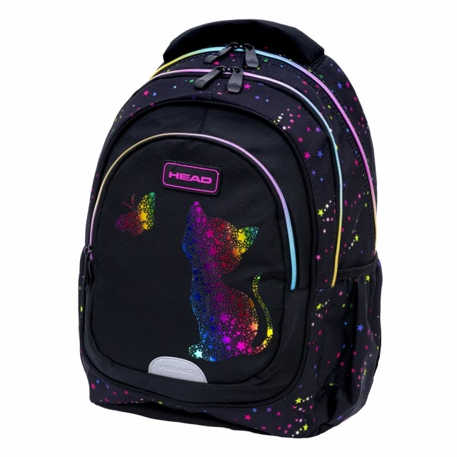 School backpack, Head, Gold kitten effect, AB330, 39 x 28 x 15 cm
