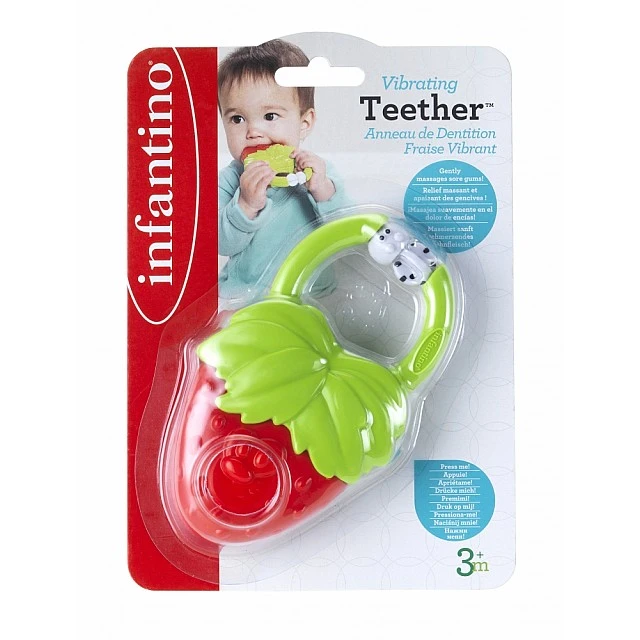 Vibrating baby teether, Infantino, Strawberry