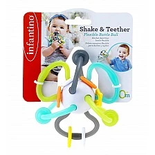 Baby rattle and teether, Infantino, Ball, White and black