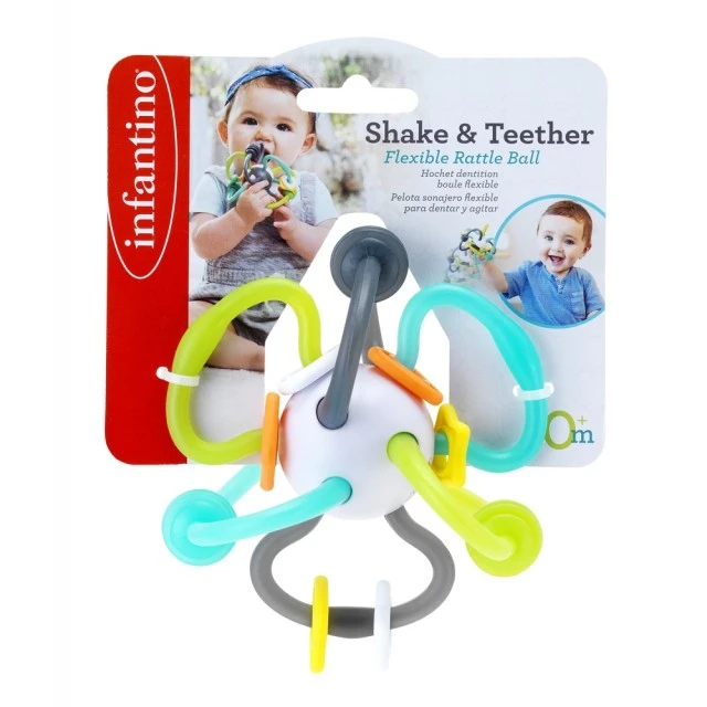 Baby rattle and teether, Infantino, Ball, White and black