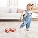 Дървена играчка Ремарке за дърпане с дървени кубчета