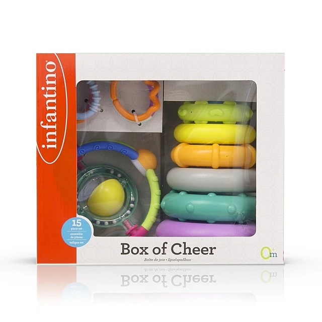 Set of 3 colorful baby toys, Infantino, 15 pieces