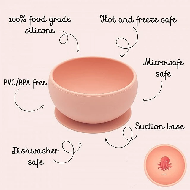 Silicone vacuum feeding bowl, Sassi, Octopus