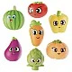 Комплект подложка и играчки за баня, Lisciani, Carotina, Зеленчуци, 8 части