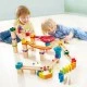 Children’s wooden track with balls and dominoes 2 in 1