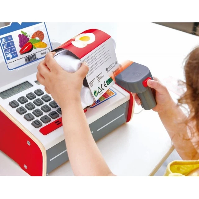 Wooden toy cash register