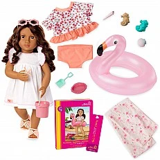 Doll, Battat, Our Generation, Gabriella with accessories and book, 46 cm