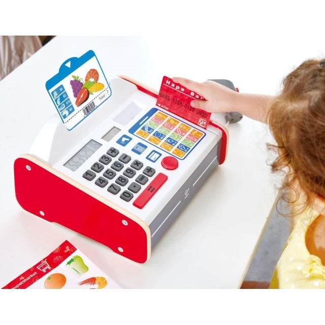 Wooden toy cash register
