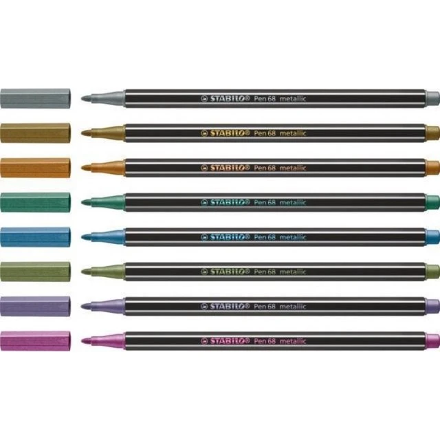 Комплект флумастери, Stabilo, Pen 68 Metallic ST6808/8-11, 8 цвята