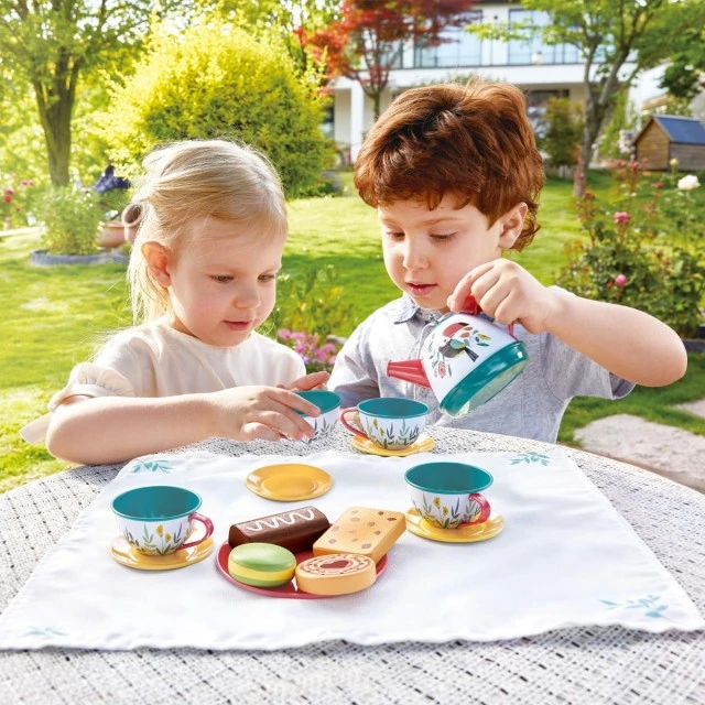 Children’s wooden set, Hape, Tea time, 15 pieces
