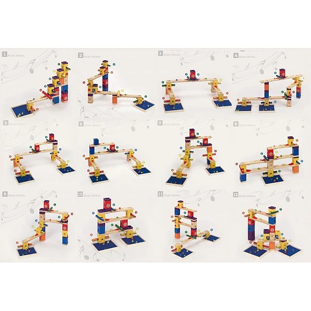 Комплект дървена писта, Hape Quadrilla, Музикално спускане, 77 части