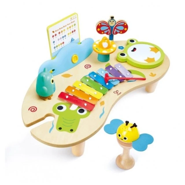 Дървен комплект, Hape, Музикална маса с инструменти 8 в 1