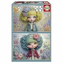 Puzzle, Educa, Girls with Flowers 2 in 1, 2x100 pieces