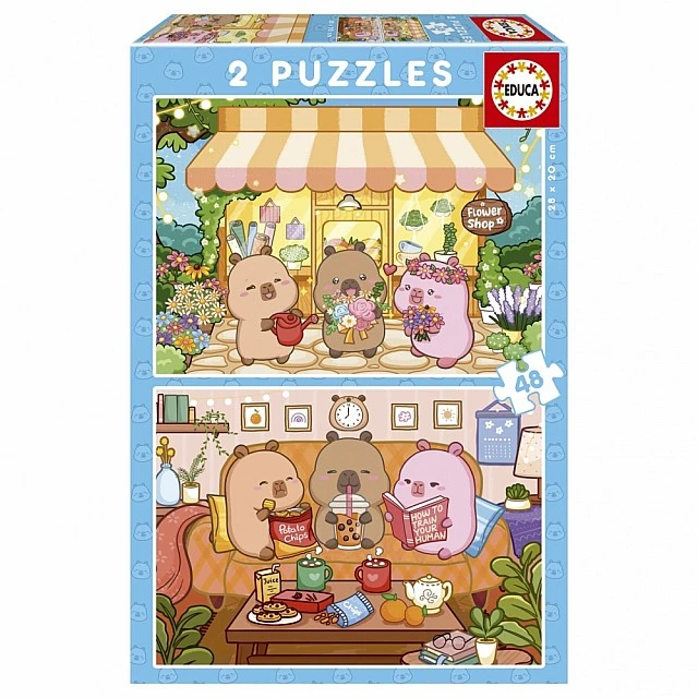 Puzzle, Educa, Cheerful Capybaras, 2 in 1, 2 x 48 pieces