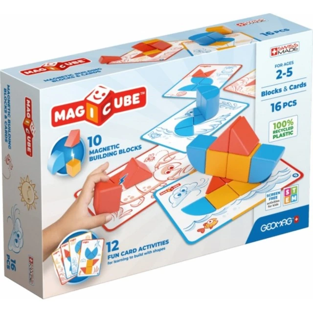 Магнитен конструктор Magicube, Форми и карти, 16 части