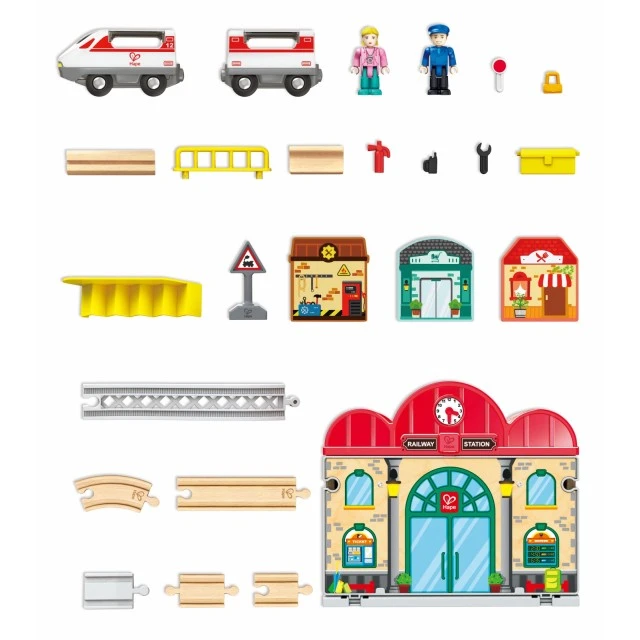 Children's wooden railway set, Hape, 40 pieces