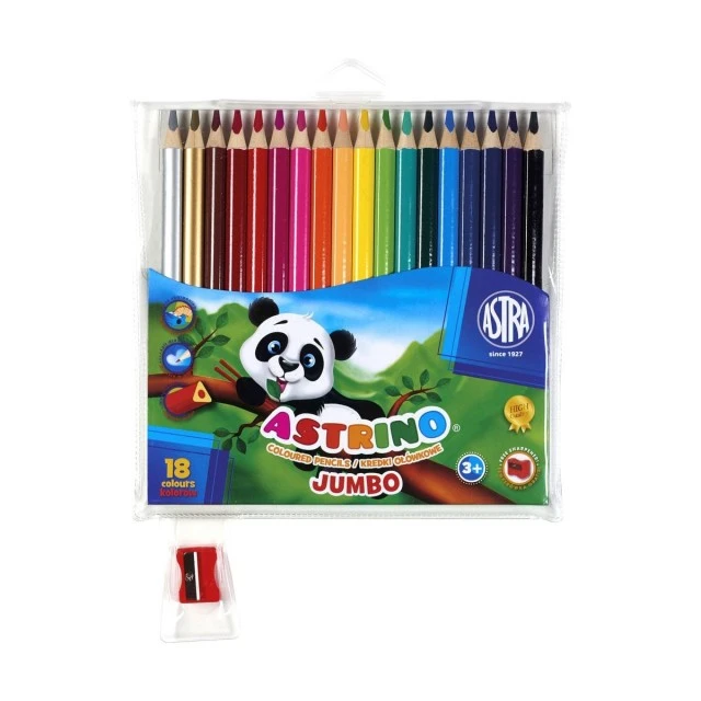 Astrino triangular colored pencils - 18 colors sharpener gift