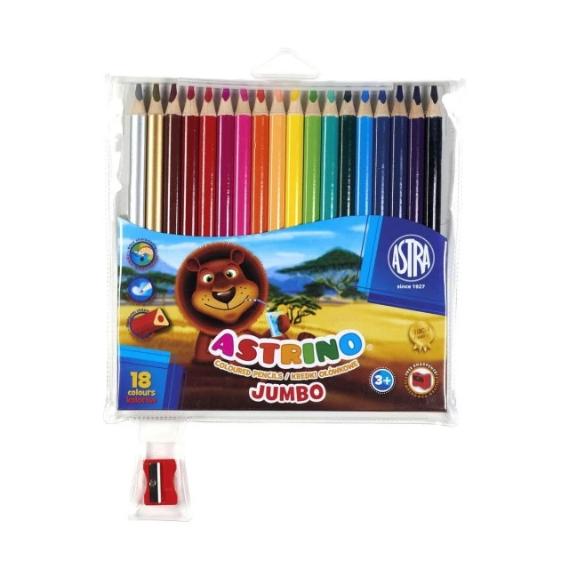 Astrino triangular colored pencils - 18 colors sharpener gift
