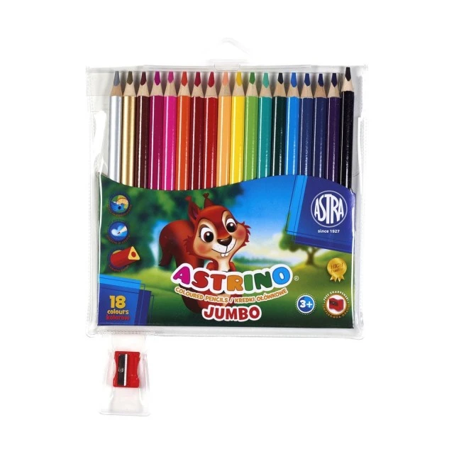 Astrino triangular colored pencils - 18 colors sharpener gift