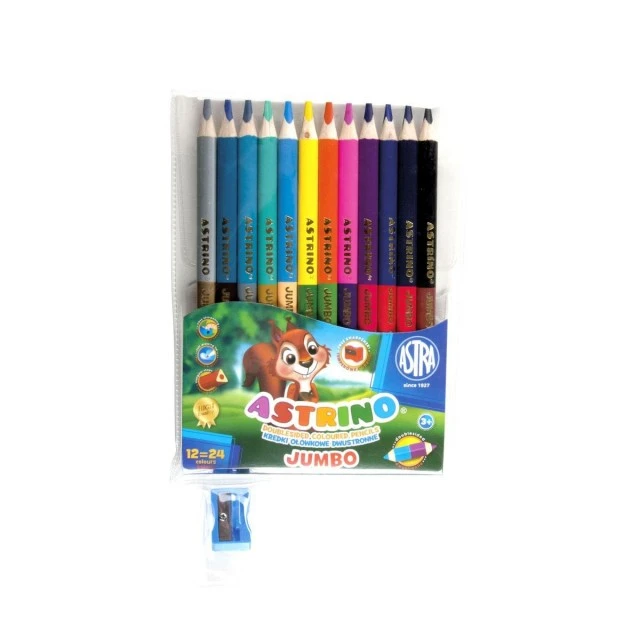 Astrino double-sided jumbo pencils 12 pcs, 24 colors and a gift sharpener