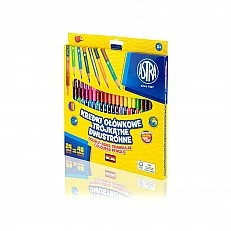 Double-sided triangular colored pencils + sharpener - 24 pcs. 48 colors
