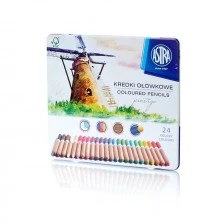 Colored pencils made of cedar wood in a metal box Astra Prestige 24 colors