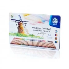 Colored pencils made of cedar wood in a metal box Astra Prestige 36 colors