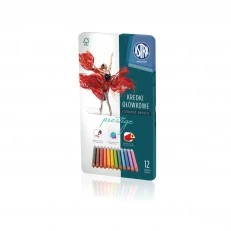 Colour pencils in metal box - 12 pieces