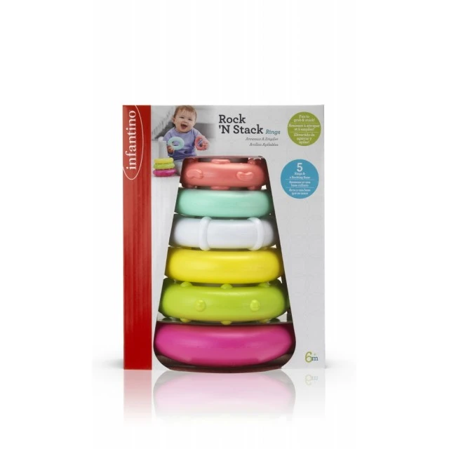 Pyramid with rings for stacking, Infantino, Pink