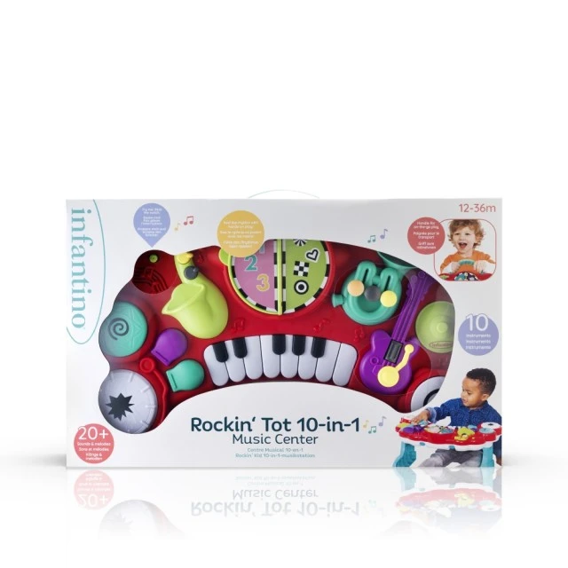Интерактивна играчка, Infantino, B Kids, 10 в 1 Музикален център, Червен