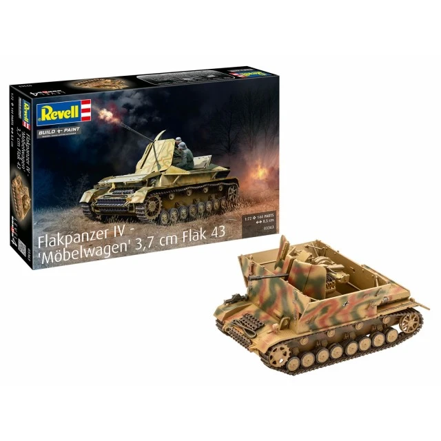 Assembly model, Revell, Flakpanzer IV Möbelwagen 3.7cm Flak 43 Tank, 144 parts