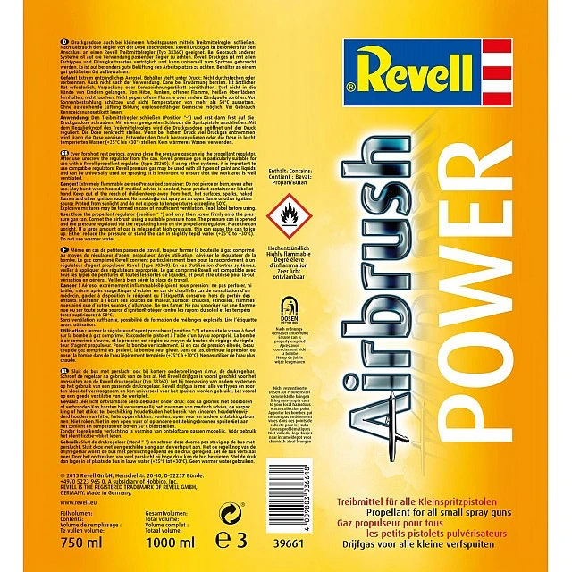 Bottle of compressed gas for airbrush, Revell, 750 ml