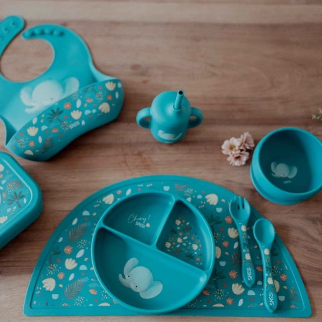 Silicone vacuum feeding bowl, Sassi, Elephant