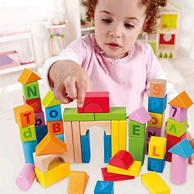 Set of wooden cubes with numbers and letters 80 pieces