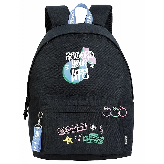 Record Your Life School Backpack, 44 x 32 x 14 cm, Black