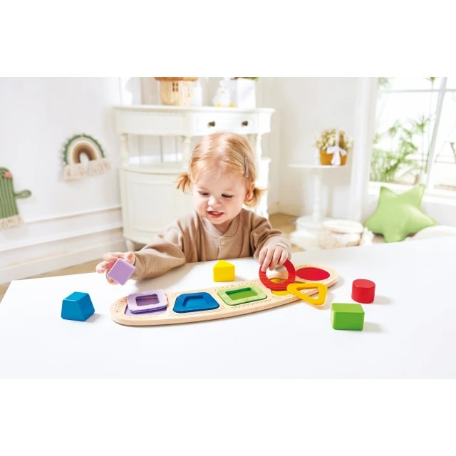 Wooden puzzle with shapes for sorting, Hape, 11 pieces