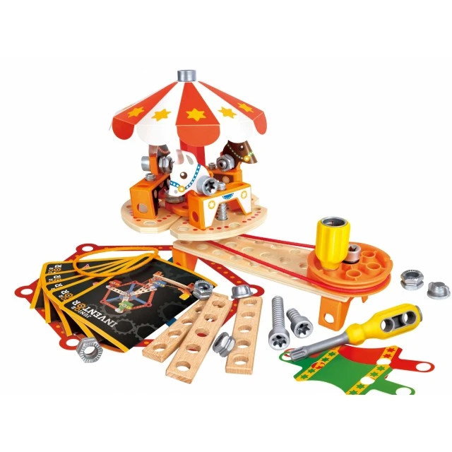 Wooden set, Hape, Little Inventor, Build Your Own Carnival, 73 pieces