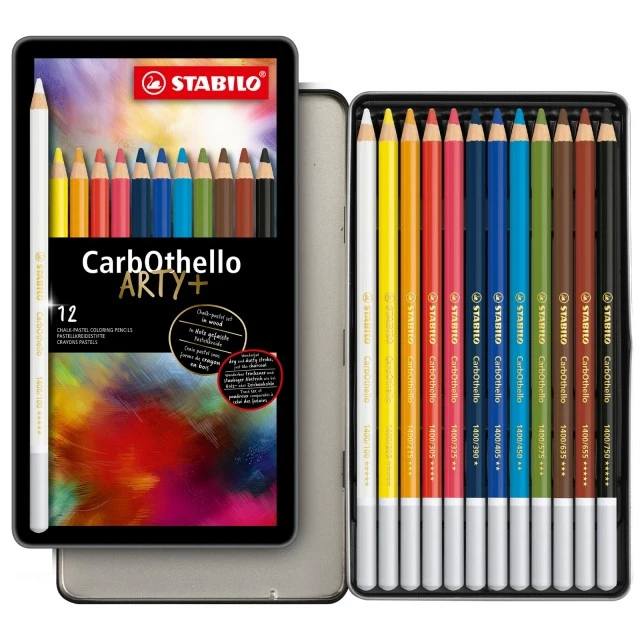 Set of pastel pencils, Stabilo, CarbOthello metal box ST1412-6, 12 colors