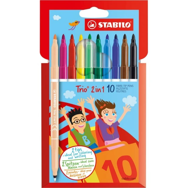 Set of markers, Stabilo, Trio 2 in 1, 10 colors