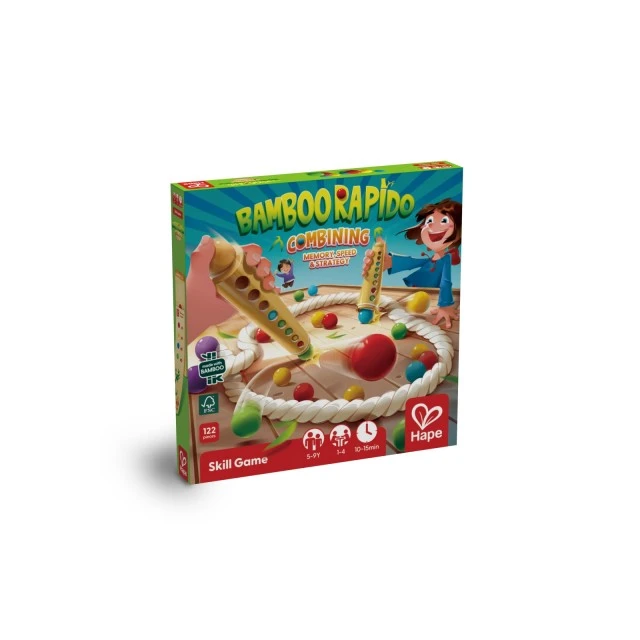 Дървена игра, Hape, Bamboo Rapido, бамбукови пръчки и цветови комбинации