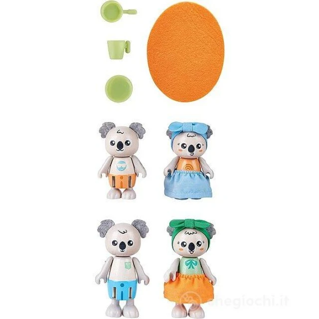 Set of wooden figures Koala family, 10 parts