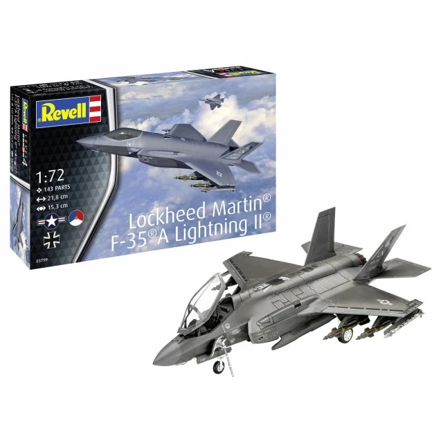Assembly model, Revell, Lockheed Martin F-35 A Lightning II fighter jet, 143 parts