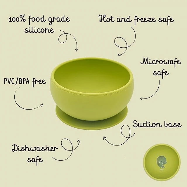 Silicone vacuum feeding bowl, Sassi, Dinosaur