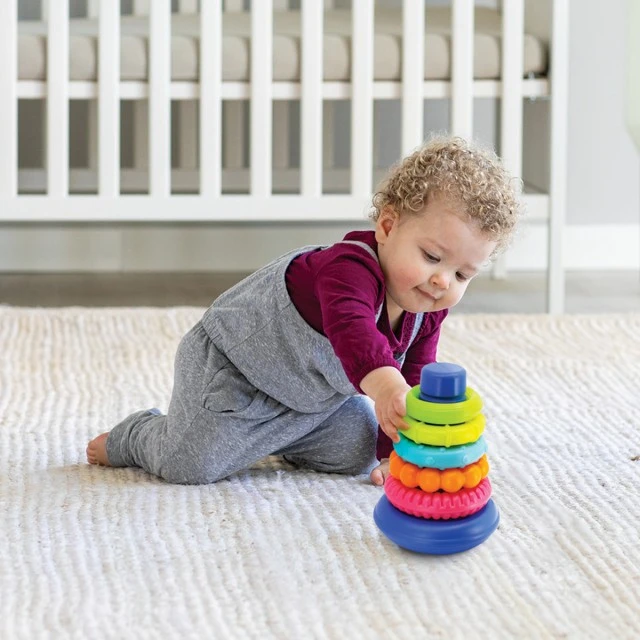Pyramid with rings for stacking, Infantino, Blue